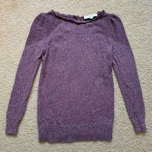 LOFT Petites XXSP Purple Puff Sleeve Sweater